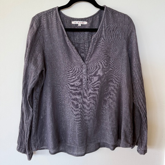 Xirena Grey Silver Metallic Blouse - Picture 1 of 4